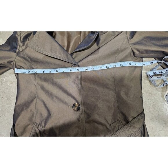 Women's Talbots Petites Iridescent Lined Belted Raincoat Bronze/Brown Size Small - Picture 5 of 10